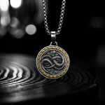 Serpent's Ode to Eternity | Emerald-Accented Double Snake Infinity 925 Silver Pendant